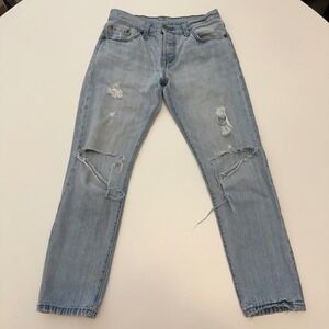 Levi's 501‎ CT Women's Jeans Distressed Ripped Light Wash Denim W28 L 28
